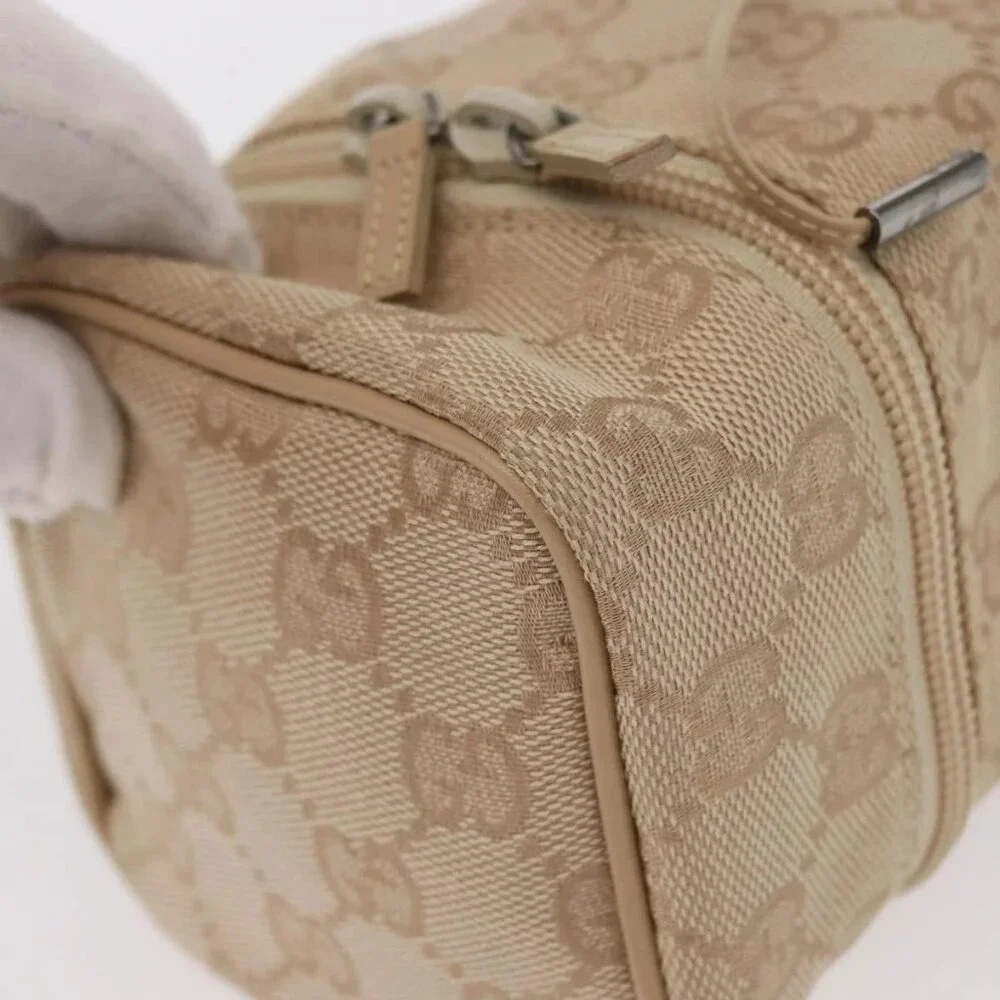 GUCCI GG Canvas Pouch Beige Silver 039 1054 Auth 154448 - Picture 5 of 16